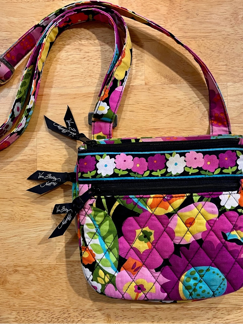 Vera Bradley Bright Pink & Multicolor Floral Quilted Crossbody